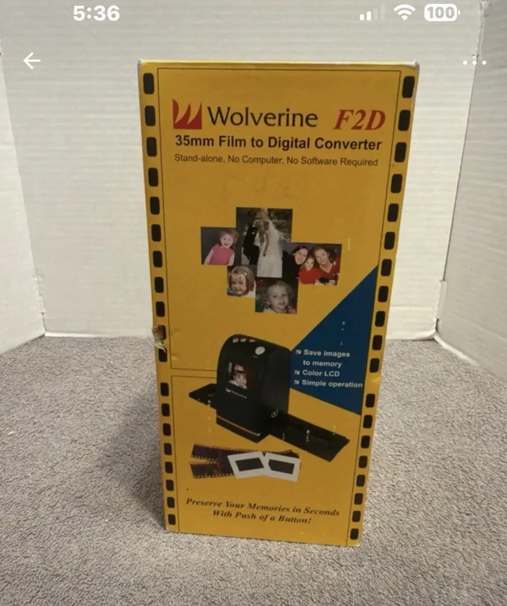 Wolverine F2D Film to Digital Converter USB LCD Display AA Battery Yellow